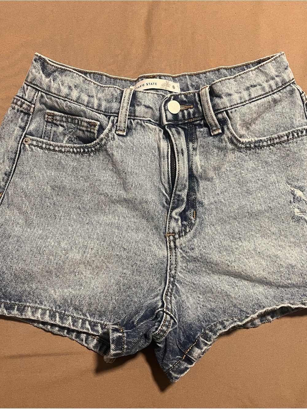 Altar'd State Light Blue Washed Denim Shorts